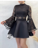 شومیز مشکی گیپور آستین کلوش