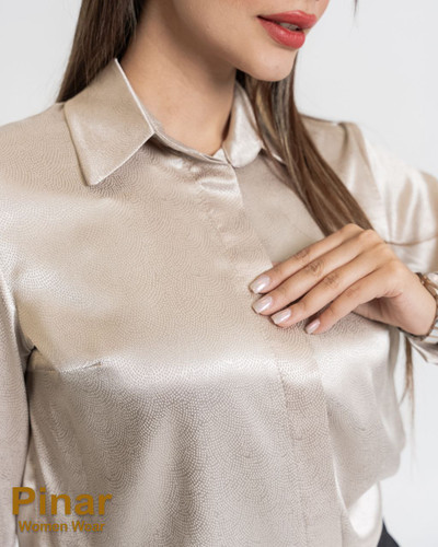 شومیز ساتن طرح برجسته