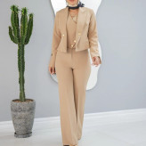 کت کراپ شلوار و جلیقه 3 تیکه دوخت مزونی دررنگبندی و سایز 36 الی 48