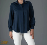 شومیز سورمه ای با ساتن وارداتی