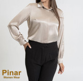 شومیز ساتن با طرح های پنهان