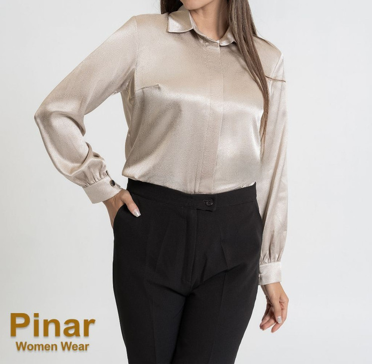 شومیز ساتن با طرح های پنهان