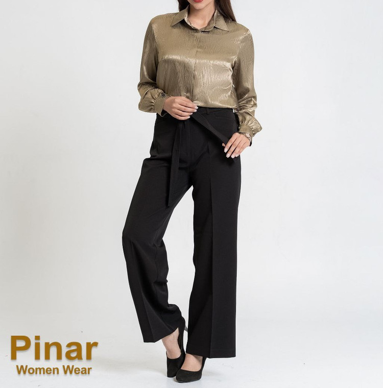 شومیز ساتن سدری موجدار