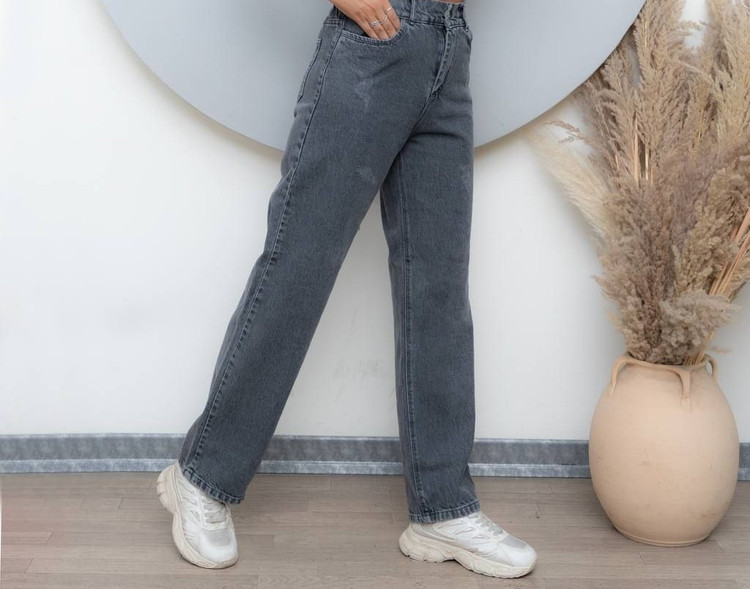 شلوار نیم بگ زغالی و خاکستری