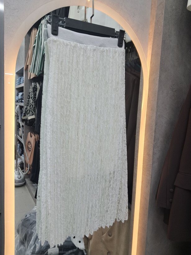 خرید و قیمت دامن ساتن سفید ترکیبی ساتن و گیپور