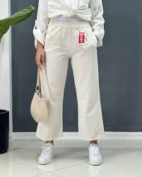 شلوار زنانه لاوین مدل 308 بگ مازراتی رنگ کرم