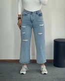 شلوار واید لگ زاپدار آبی وسط ۵۲۱۵۲۵