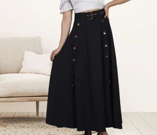 دامن کلوش جلو دکمه