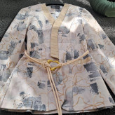 مانتو کتی ژاکارد مجلسی همراه کمربند